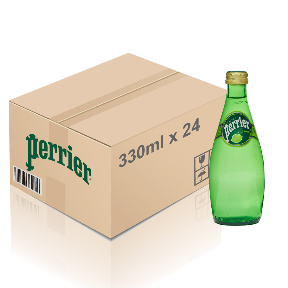 Perrier - 巴黎青檸味有氣礦泉水 330ml x 24枝(玻璃樽)(一箱)