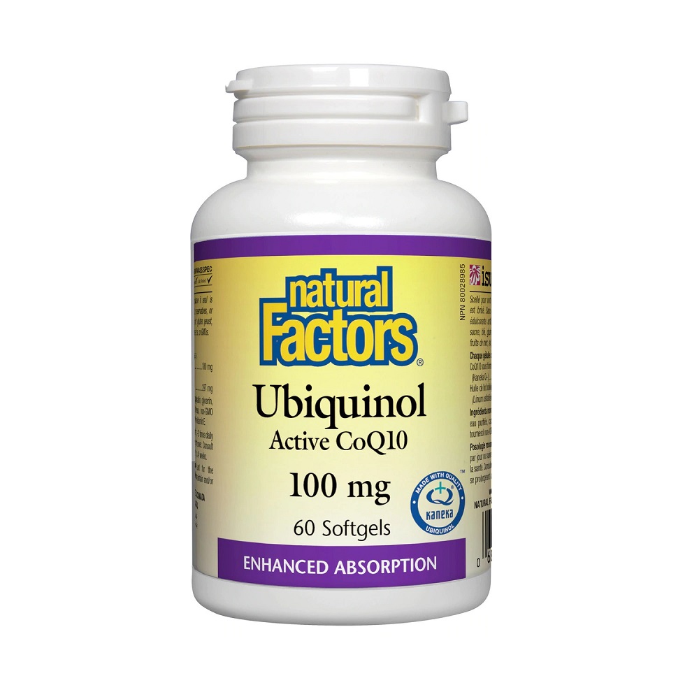 Natural Factors –《泛醇 (Ubiquinol) 活性輔酶Q10》每粒100毫克，每瓶60粒軟膠囊