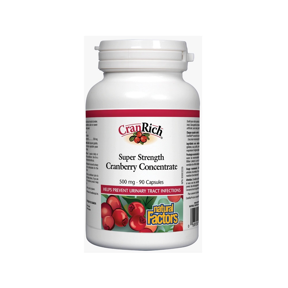 Natural Factors – 《超強濃縮蔓越莓》CranRich® Super Strength每粒500毫克，每瓶90粒膠囊